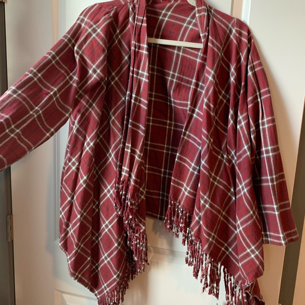 Women’s fringe plaid layering top